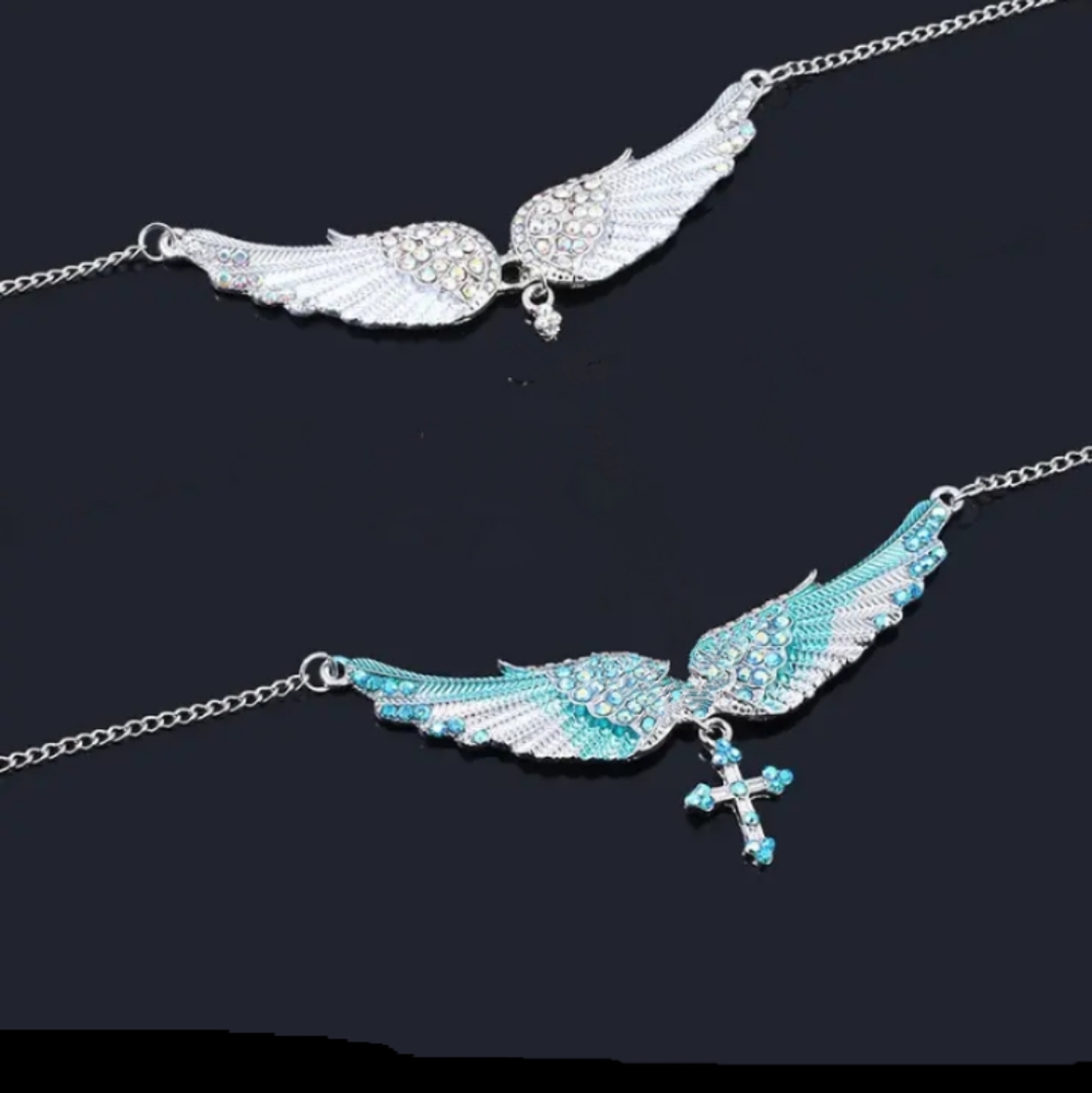 Wings Cross Shape Pendant Necklace View 2
